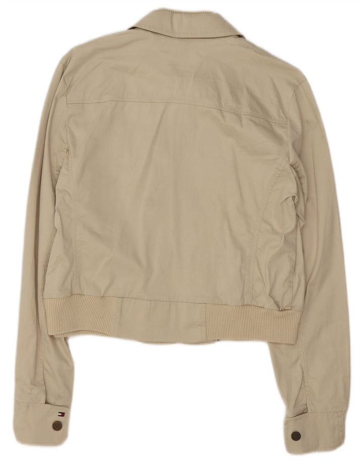 Tommy Hilfiger Damen Crop Bomberjacke UK 16 Large Beige Baumwolle