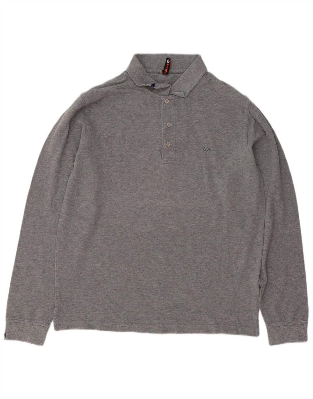 Sun68 Herren-Langarm-Poloshirt, groß, graue Baumwolle