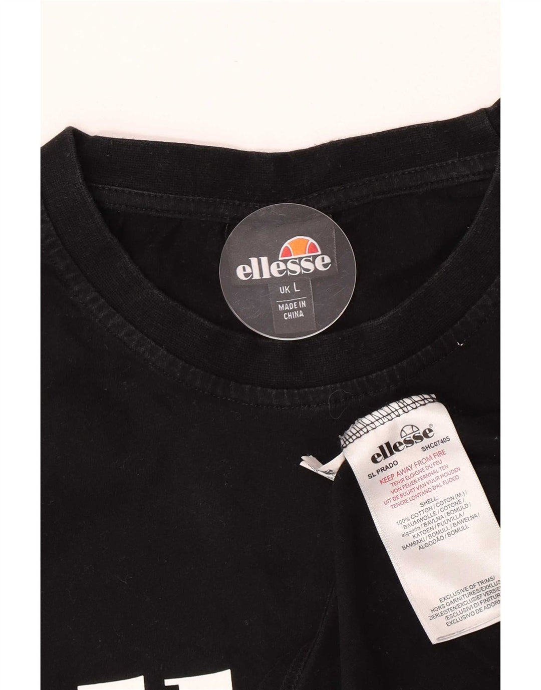 Ellesse Herren-T-Shirt mit Grafik, groß, aus schwarzer Baumwolle
