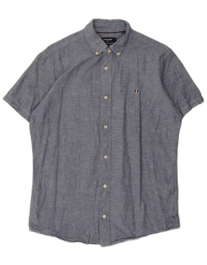 Jack & Jones Herren-Kurzarmhemd aus mittelblauer Baumwolle