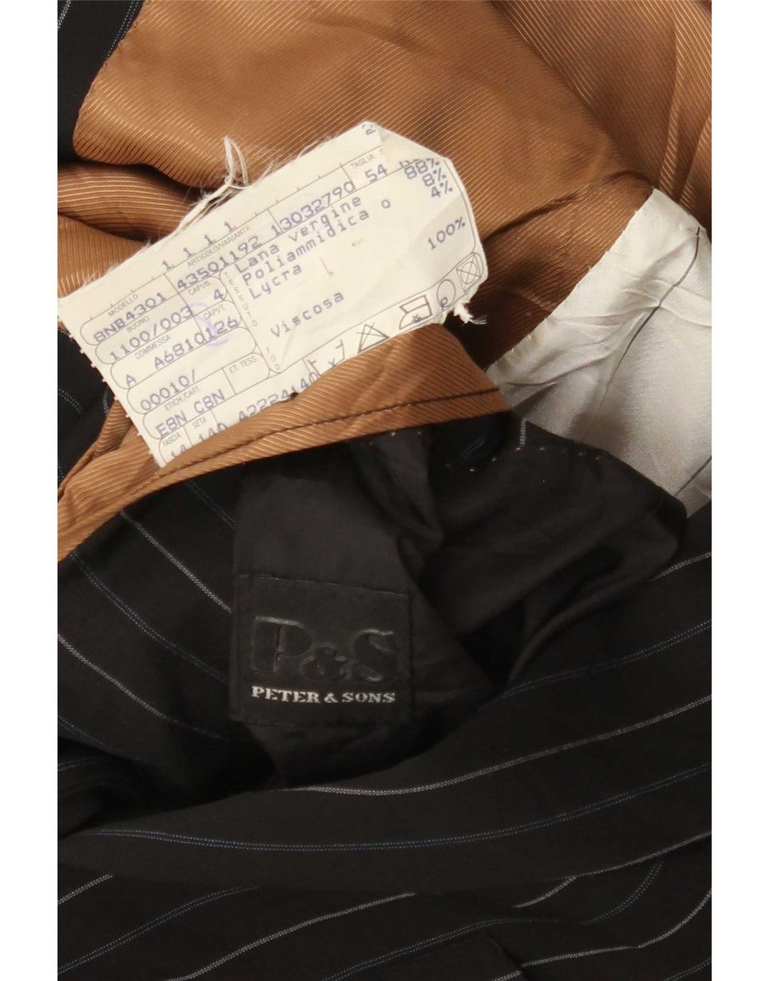 Peter & Sons Herren-Blazer mit 3 Knöpfen, IT 54 2XL, schwarz gestreift, Wolle