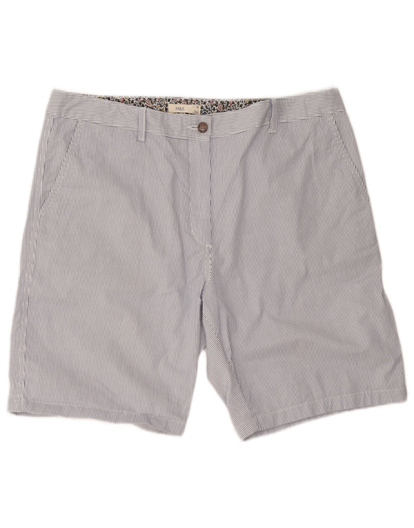 Marks & Spencer Damen Chinoshorts UK 18 XL W40 Blaue Nadelstreifen-Baumwolle