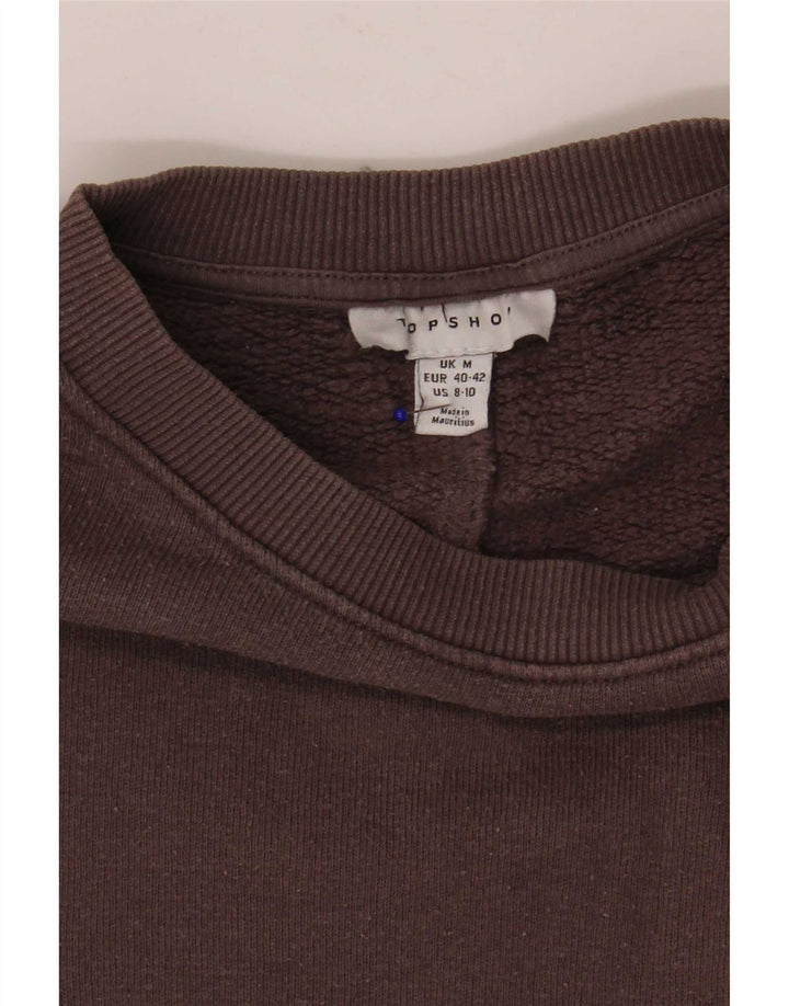 Topshop Damen Crop Oversized Sweatshirt Pullover UK 14 Mittelgraue Baumwolle