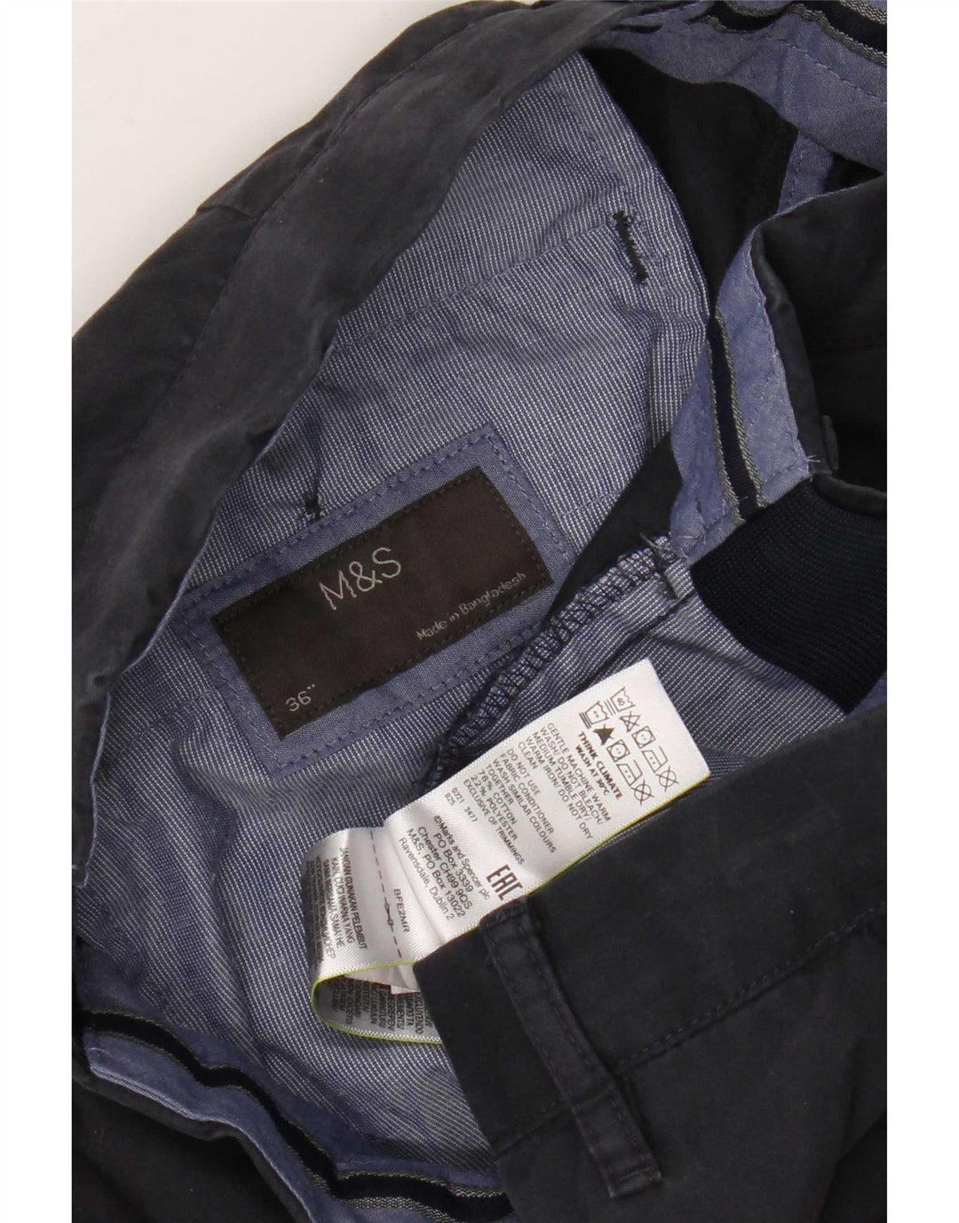 Marks & Spencer Herren-Chinoshorts W36, Größe L, Marineblau, Baumwolle