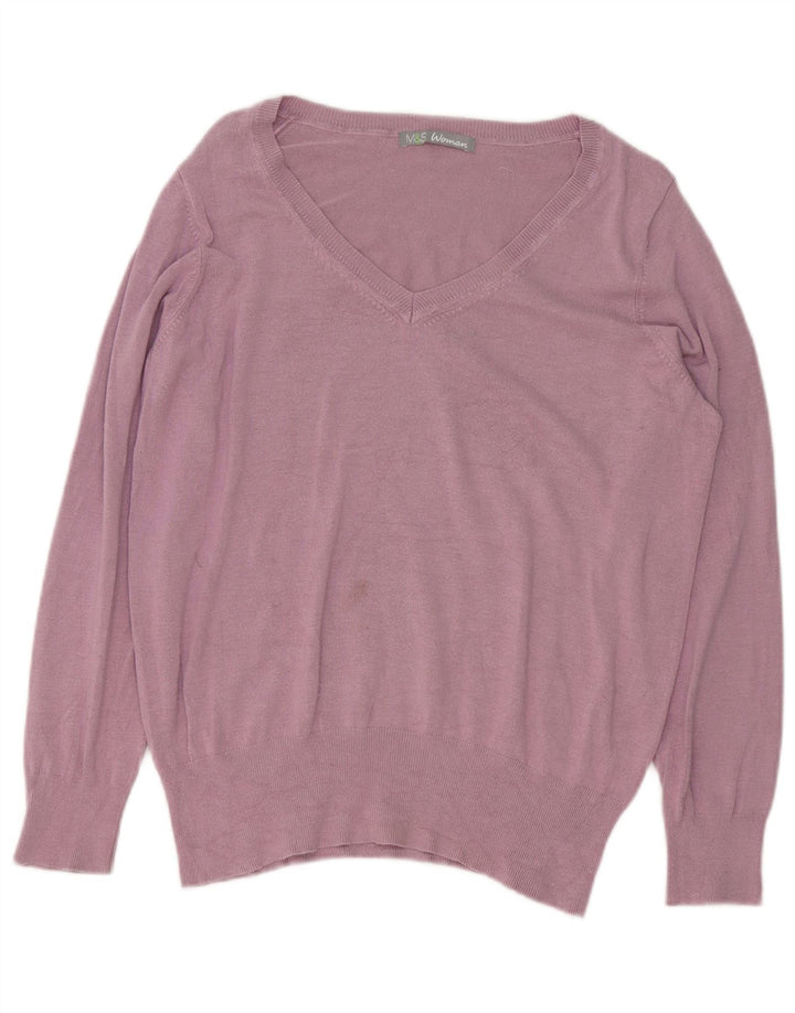 Marks & Spencer Damen-Pullover mit V-Ausschnitt, Gr. 40, Größe L, Lila