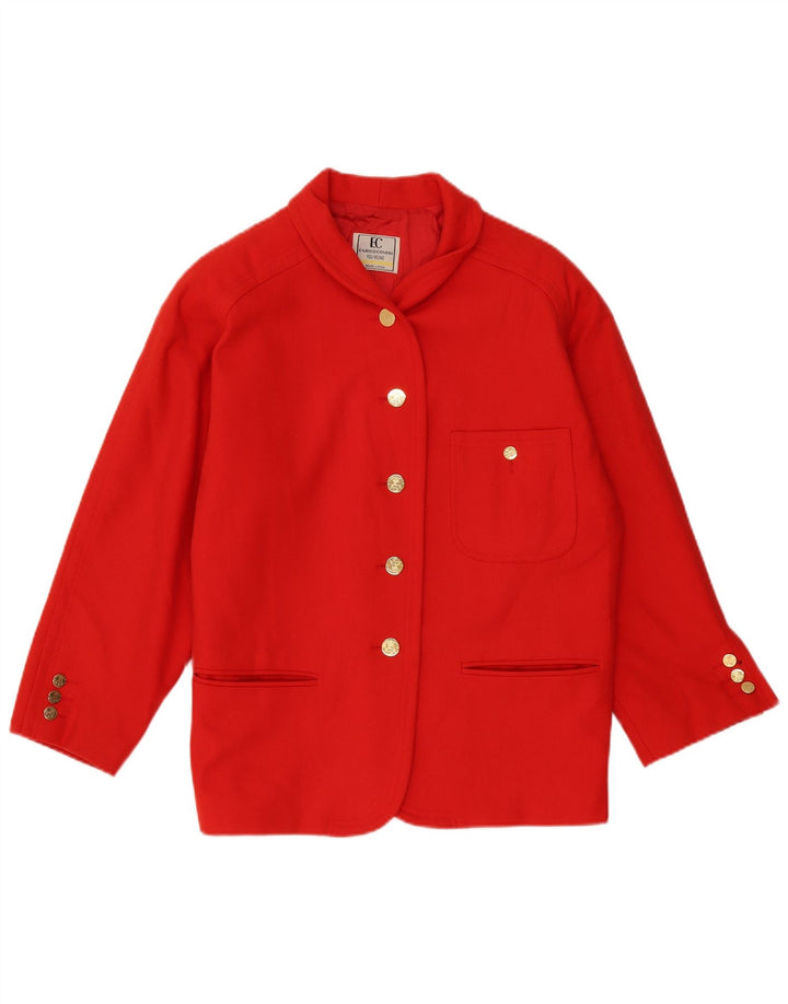 Enrico Coveri Damen-Blazer, übergroß, mit 5 Knöpfen, UK 10, Größe S, rote Wolle