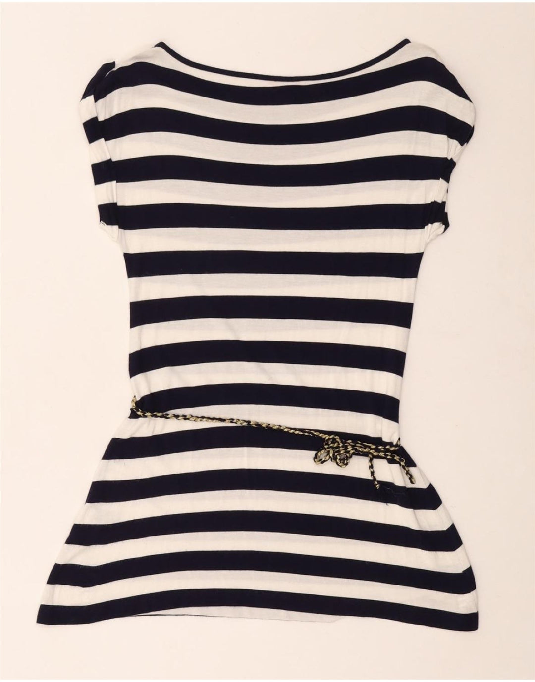 MONSOON Damen-Tunika-Oberteil UK 12 Mittelmarineblau gestreifte Viskose