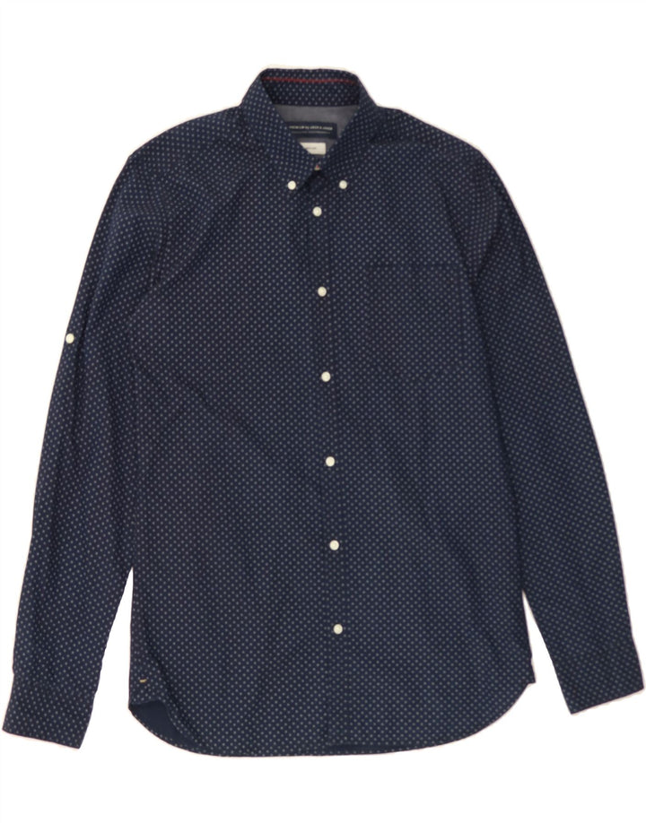 JACK & JONES Mens Shirt Medium Navy Blue Spotted Cotton Vintage Jack & Jones and Second-Hand Jack & Jones from Messina Hembry 