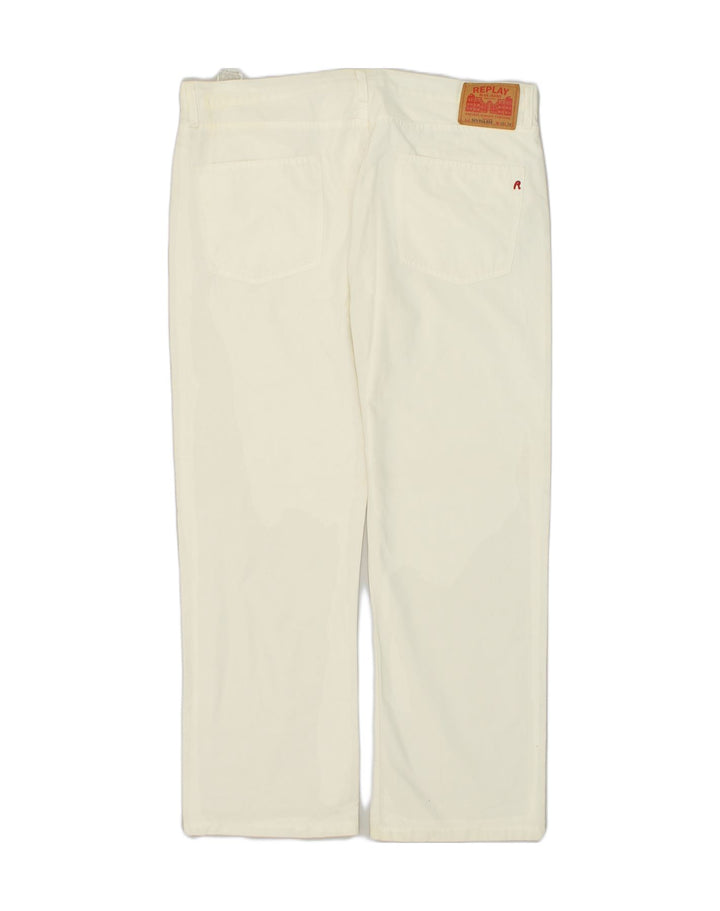 REPLAY Womens Straight Casual Trousers W38 L30 White Cotton | Vintage Replay | Thrift | Second-Hand Replay | Used Clothing | Messina Hembry 