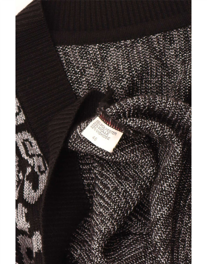 Vintage Damen Weste Tank Top EU 46 XL Schwarz Fair Isle Polyester