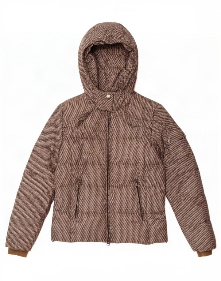 Marlboro Classics Wattierte Damenjacke mit Kapuze, EU 42, groß, grau, geometrisch