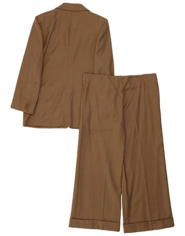 Byblos Damen 2-teiliger Anzug mit 3 Knöpfen IT 46 Large W36 L27 Khaki Nadelstreifen