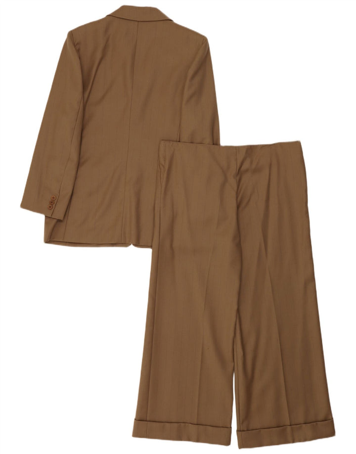 Byblos Damen 2-teiliger Anzug mit 3 Knöpfen IT 46 Large W36 L27 Khaki Nadelstreifen