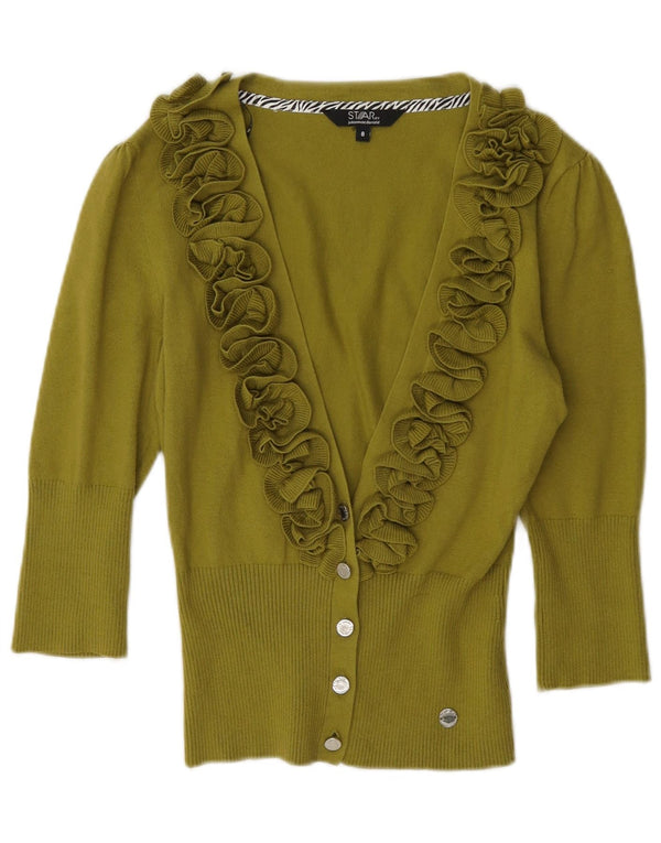 Star by Julien Macdonald Damen-Strickjacke mit 3/4-Ärmeln, Größe S, Khaki