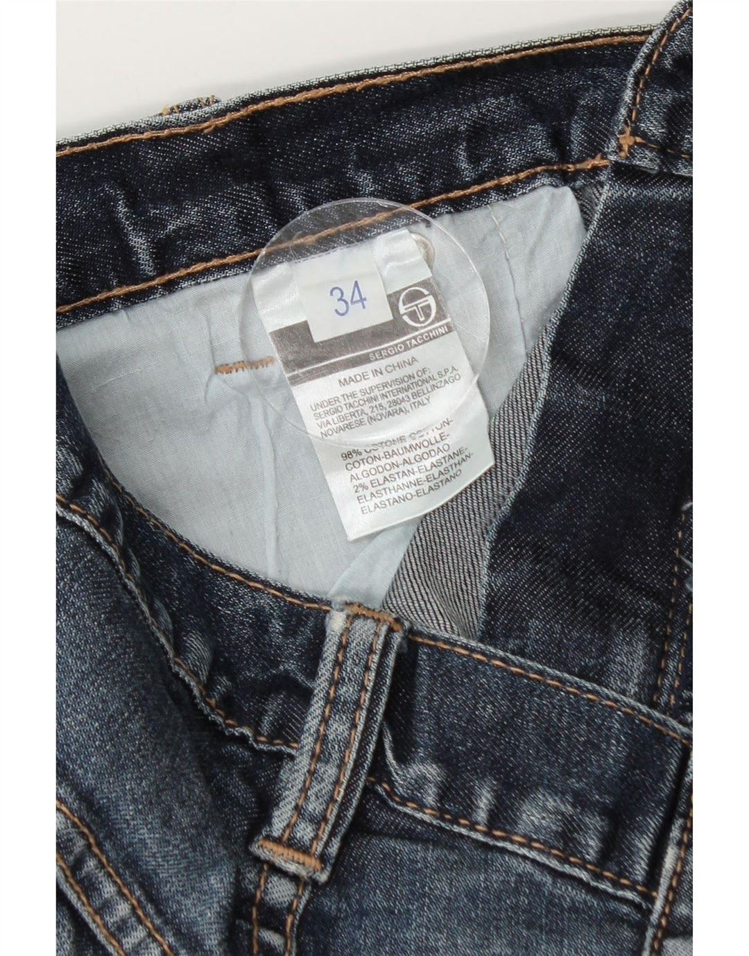 SERGIO TACCHINI Herren Straight Jeans W34 L34 Blaue Baumwolle