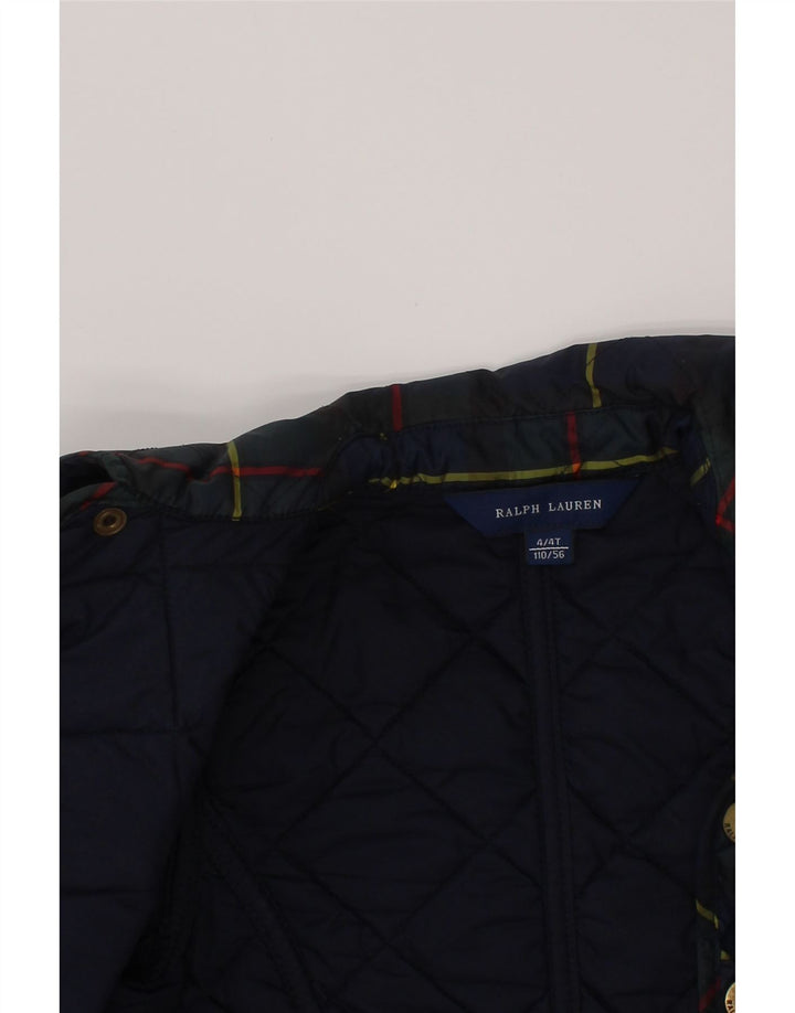 Ralph Lauren Steppjacke für Mädchen, 3–4 Jahre, marineblau kariert