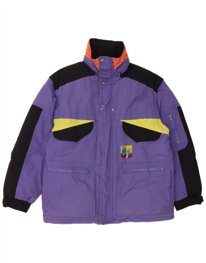 Vintage Herren Wattierte Jacke UK 40 Large Lila Colourblock Polyamid