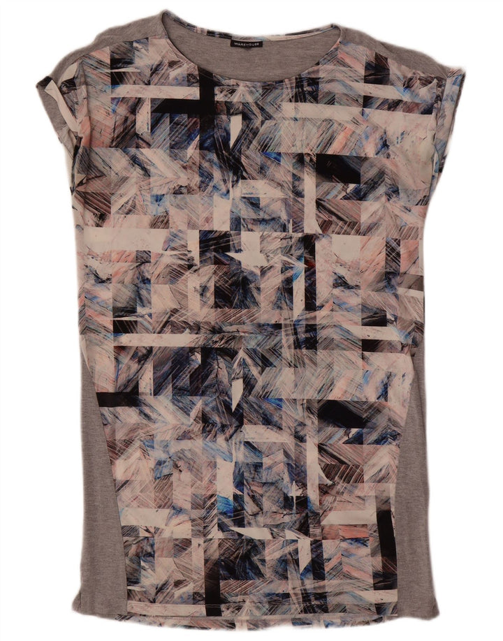 WAREHOUSE Womens Abstract Pattern Oversized Basic Dress UK 10 Small Grey
