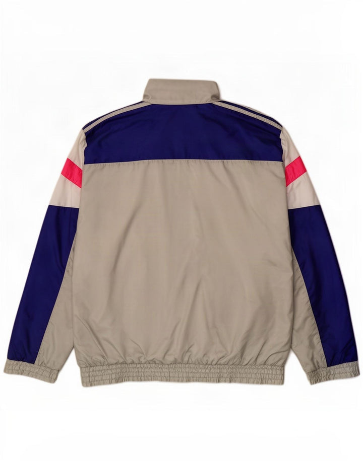 Adidas Herren-Trainingsanzug-Oberteiljacke UK 38/40 Mittelgraues Colourblock-Polyamid