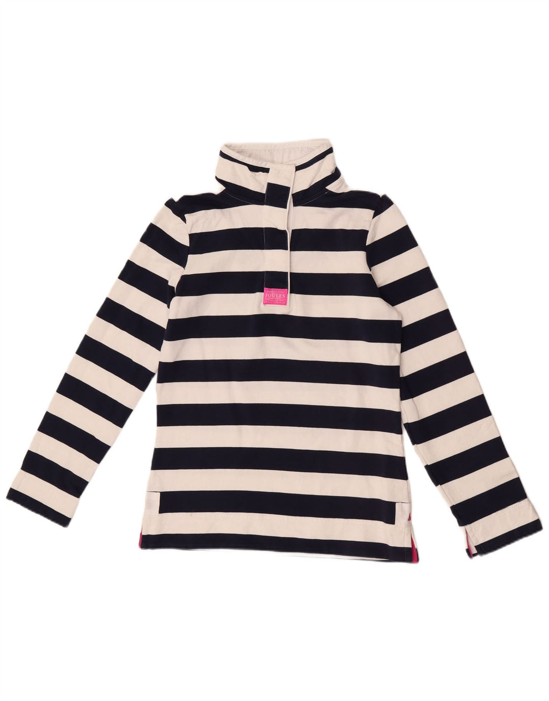 Joules Damen-Sweatshirt mit Knopfkragen, Gr. 8, Marineblau gestreift