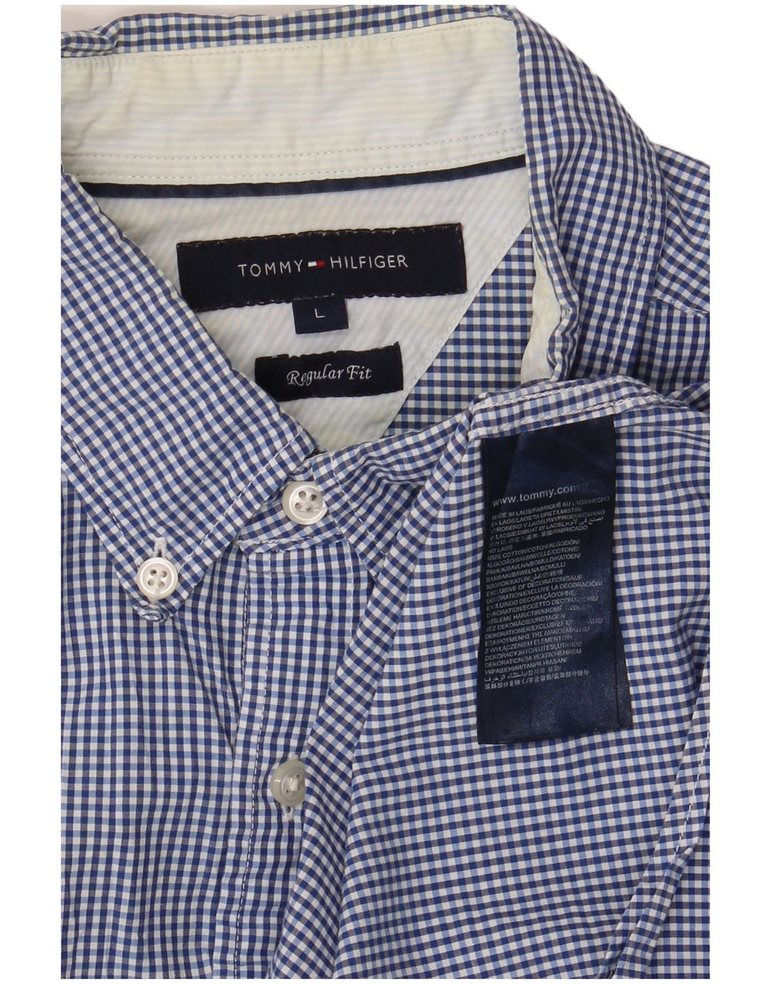 TOMMY HILFIGER Herren-Hemd mit normaler Passform, große blaue Gingham-Baumwolle
