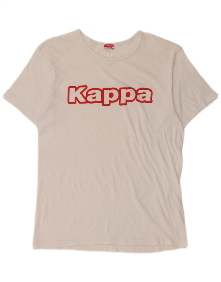 Kappa Womens Graphic T-Shirt Top UK 14 Mittelweiße Baumwolle