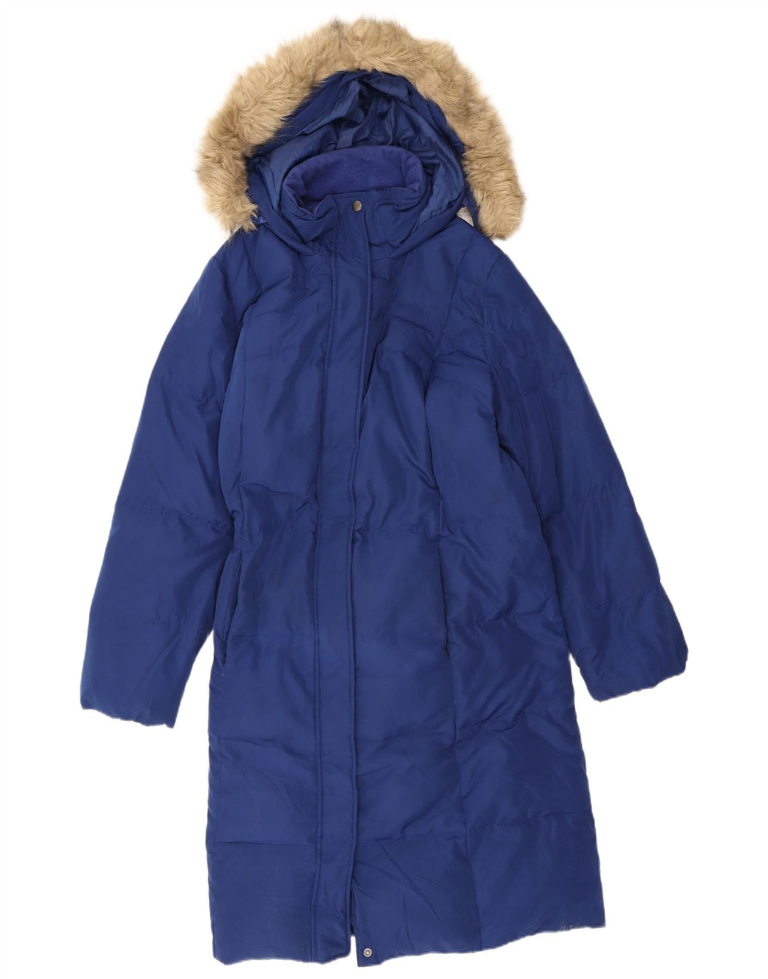 Marks & Spencer Wattierter Damenmantel mit Kapuze, UK 18, XL, Blau, Polyester