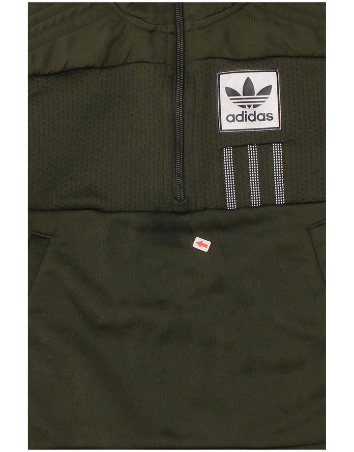 Adidas Jungen Grafik-Sweatshirt mit Reißverschluss am Hals, 7–8 Jahre, grünes Polyester