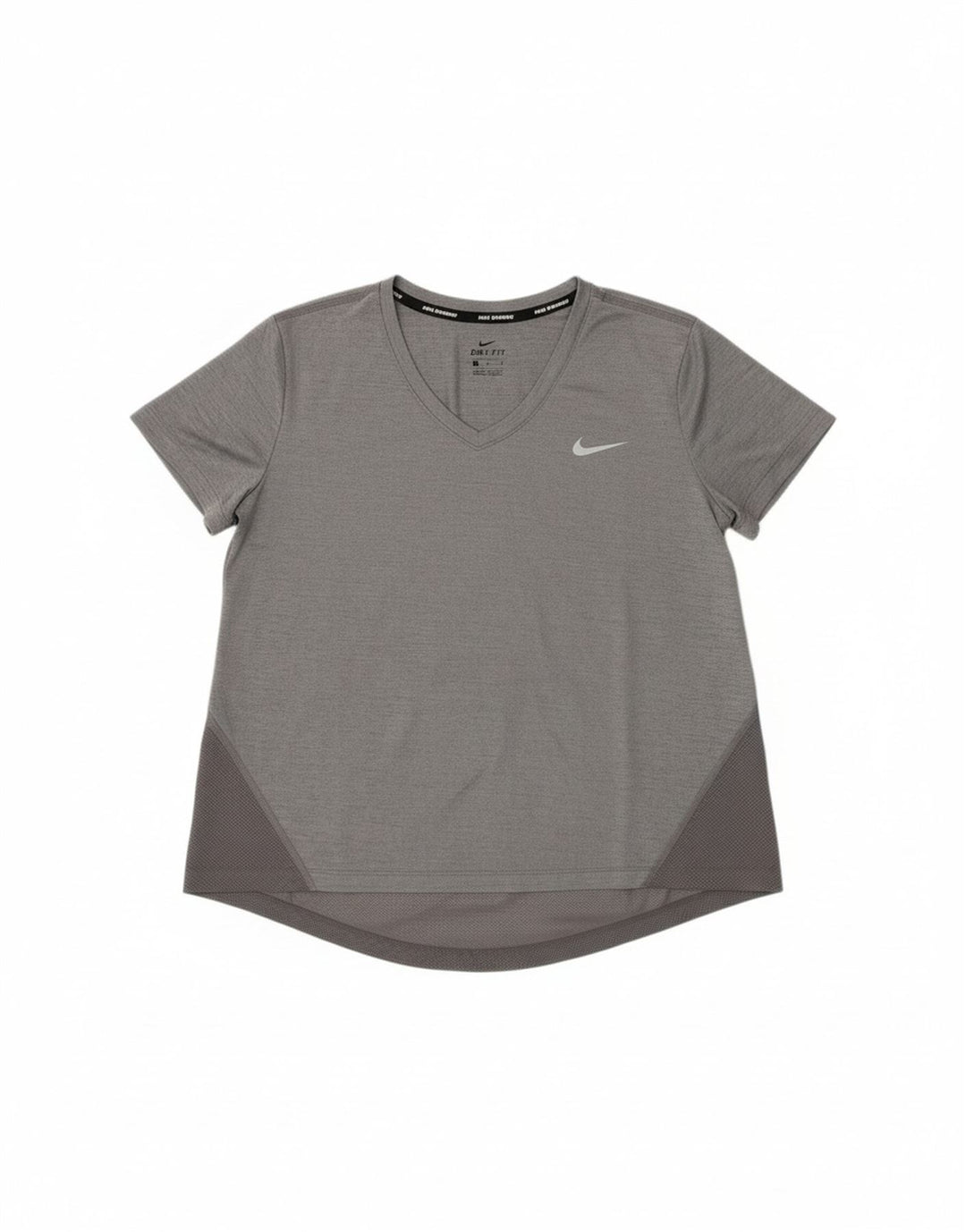 NIKE Womens Dri Fit T-Shirt Top UK 14 Medium Grey Colourblock Polyester