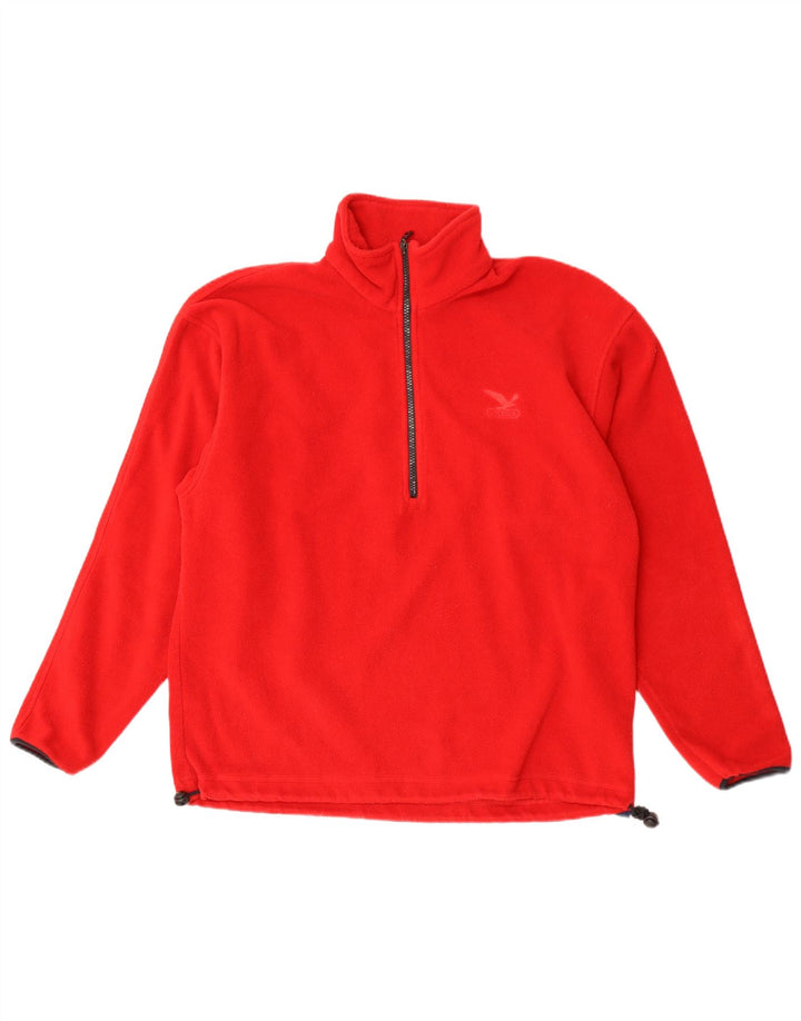 SALEWA Herren-Fleecepullover mit Reißverschluss am Hals, Mittelrotes Polyester