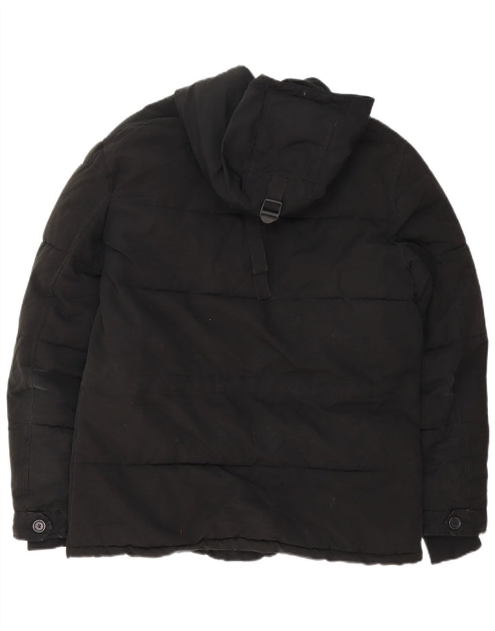 Zara Herren-Jacke mit Kapuze, gepolstert, Größe 38, mittelschwarz