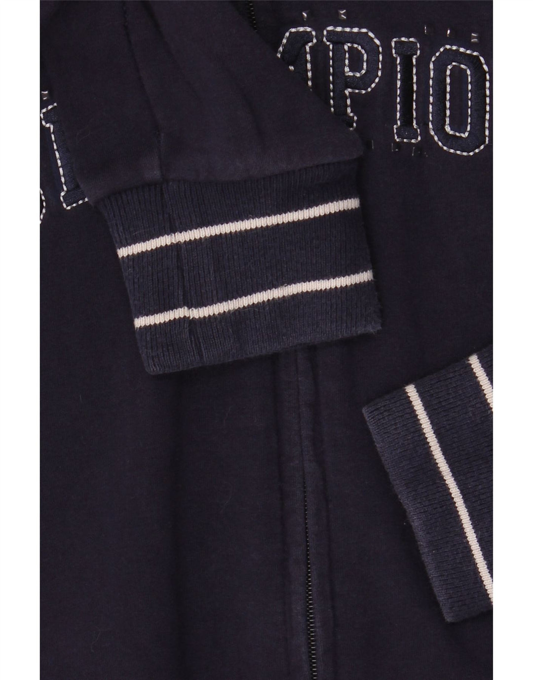 CHAMPION Womens Graphic Zip Hoodie Sweater UK 16 Large Marineblau Baumwolle