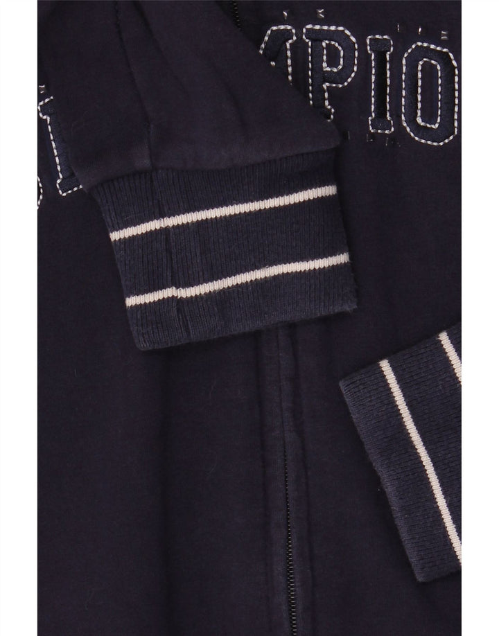 CHAMPION Womens Graphic Zip Hoodie Sweater UK 16 Large Marineblau Baumwolle