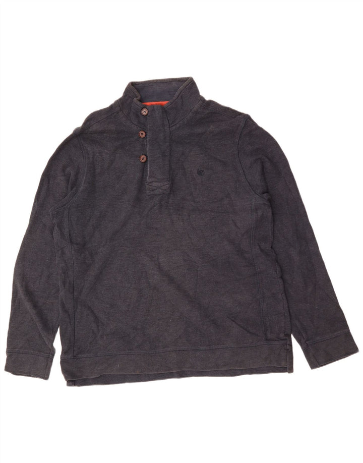FAT FACE Herren-Sweatshirt mit Knopfkragen, XL, marineblau, Baumwolle