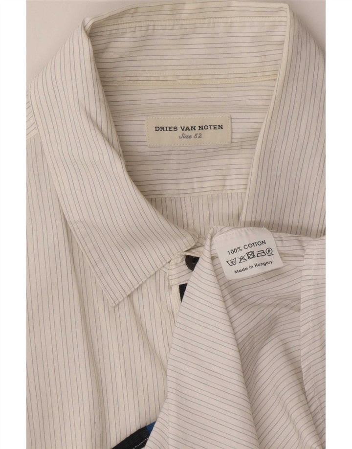 Dries Van Noten Herrenhemd IT 52 Große weiße Nadelstreifen-Baumwolle