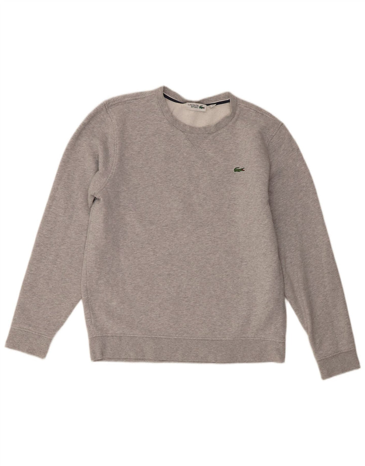 Lacoste Herren-Sweatshirt-Pullover, Größe 4, mittelgrau gefleckte Baumwolle