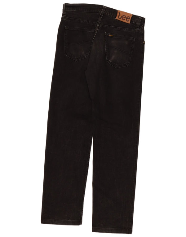 Lee Herren Brooklyn Straight Jeans W33 L31 Schwarze Baumwolle