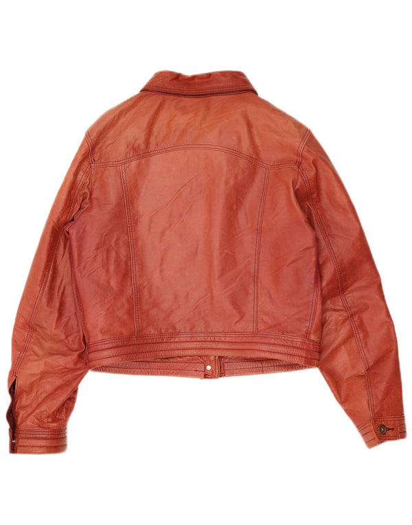 Vintage Womens Crop Leather Jacket UK 12 Medium Red Leather