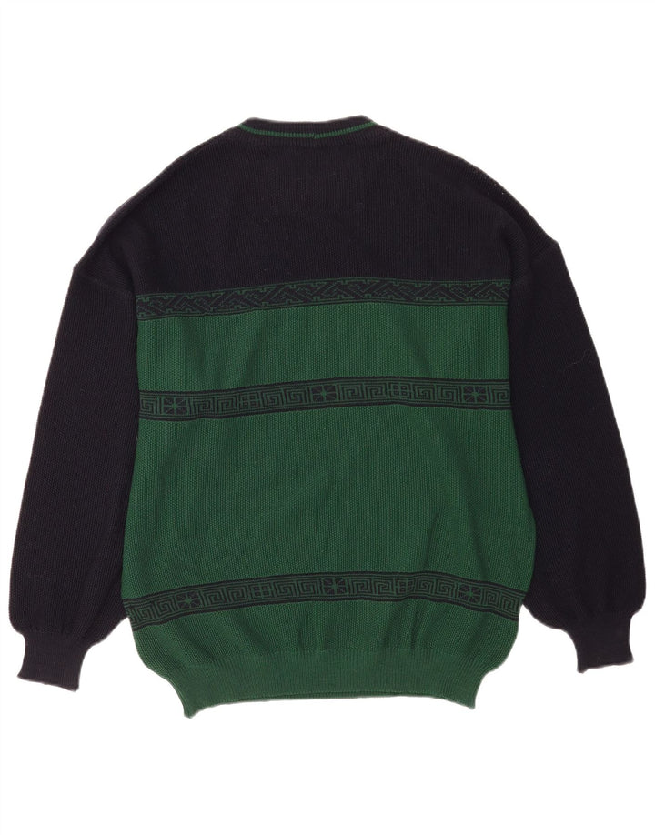 Il Granchio Herren-Pullover mit Rundhalsausschnitt, Mittelgrün, Farbblock