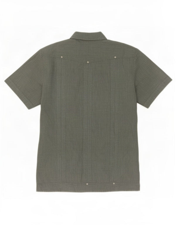Romani Herren-Kurzarmhemd, groß, grün, Paisleymuster, Polyester