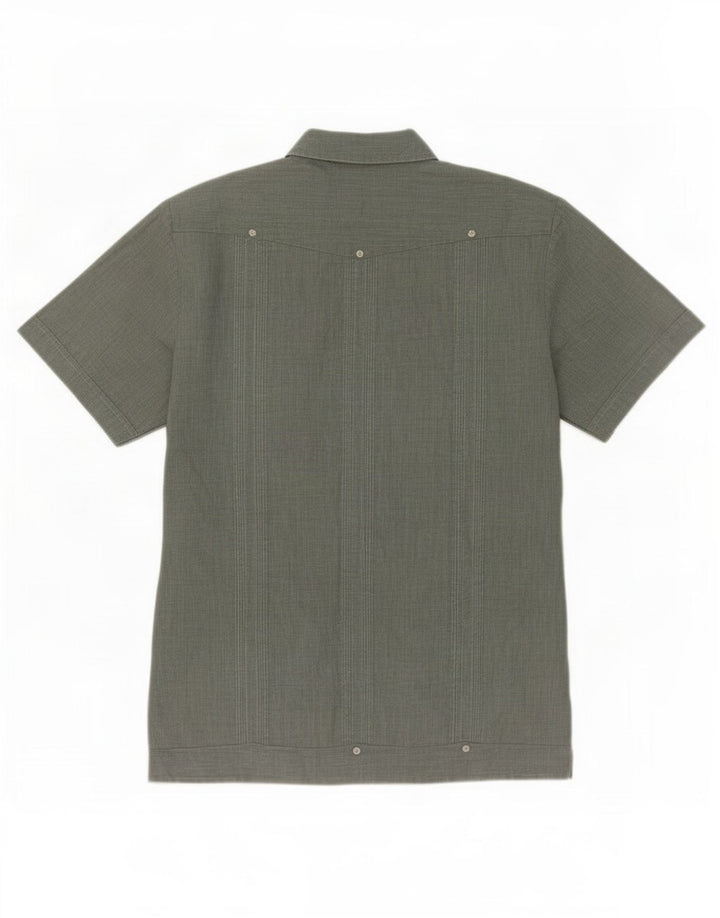 Romani Herren-Kurzarmhemd, groß, grün, Paisleymuster, Polyester