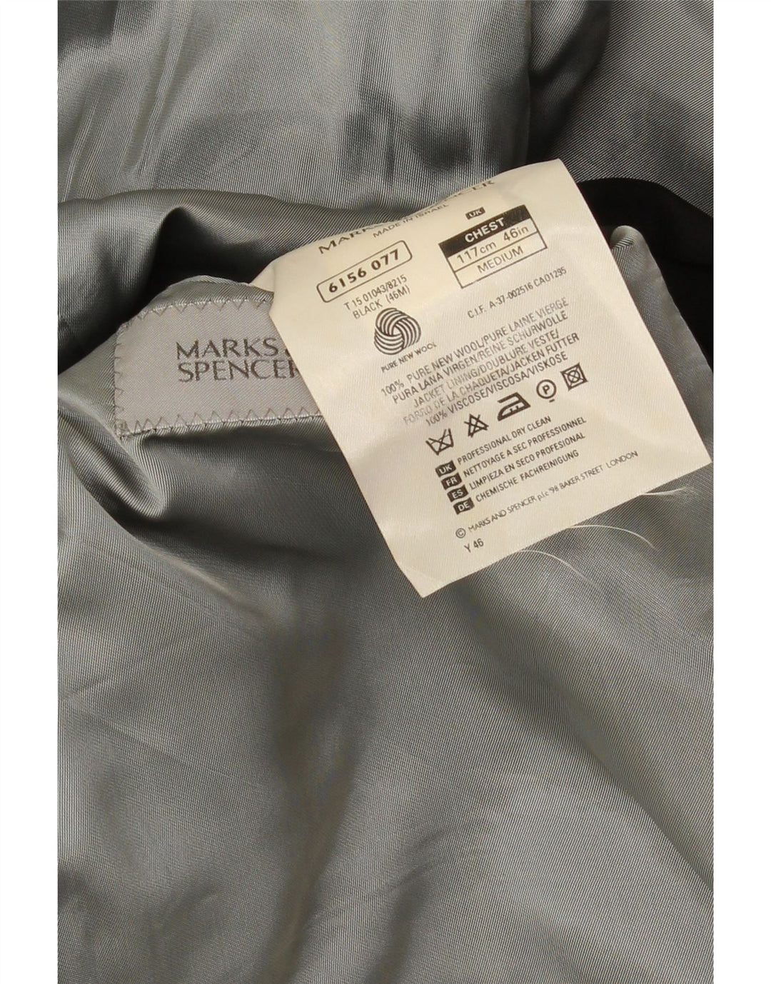 Marks & Spencer Herren-Blazer mit 2 Knöpfen, UK 42, XL, Schwarz, Schurwolle