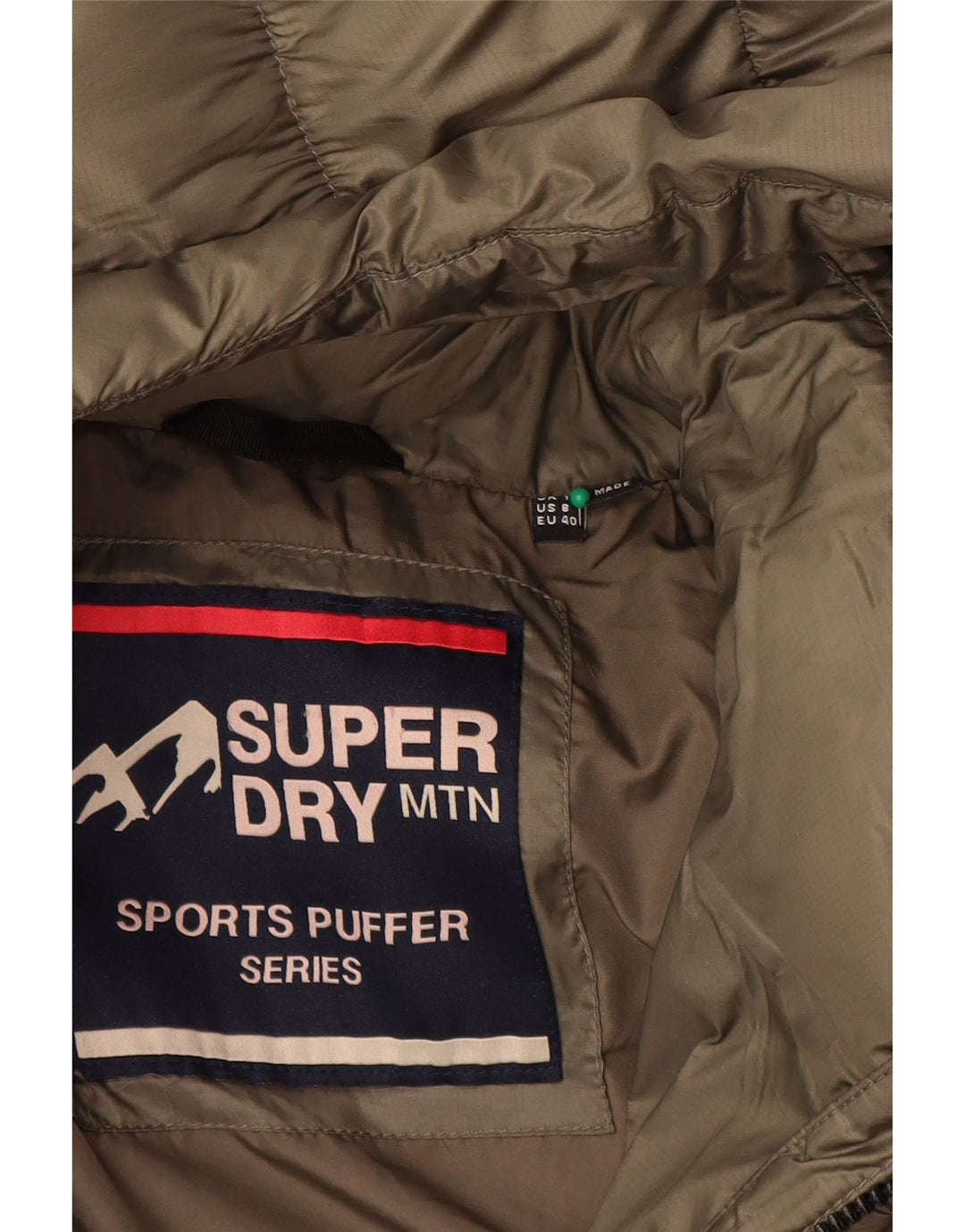 SUPERDRY Wattierte Damenjacke mit Kapuze, UK 12, Medium Khaki, Nylon