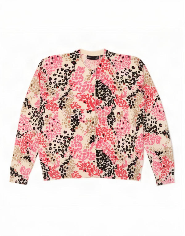 Marks & Spencer Damen-Cardigan-Pullover UK 14 Medium Beige Animal Print