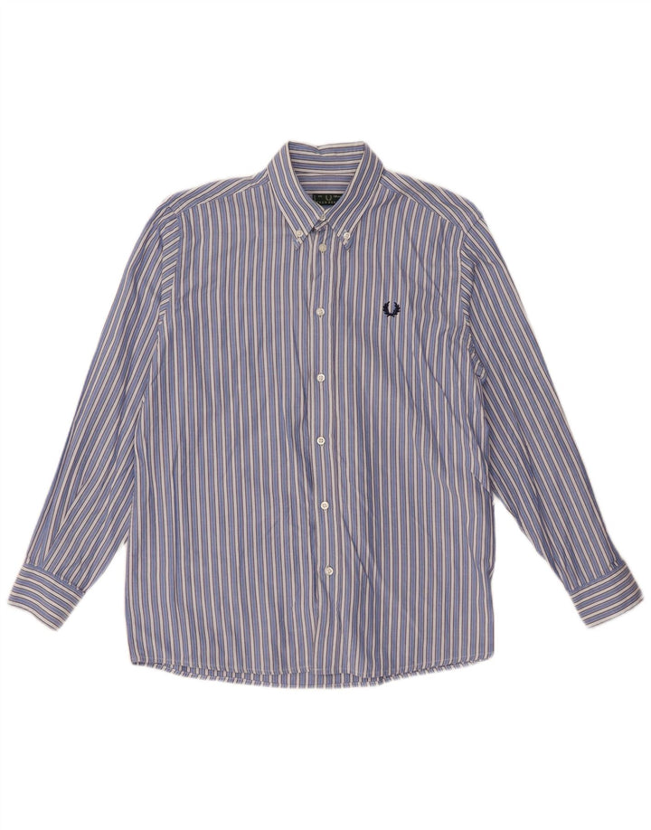 Fred Perry Hemd für Jungen, 11–12 Jahre, blau gestreift, Baumwolle