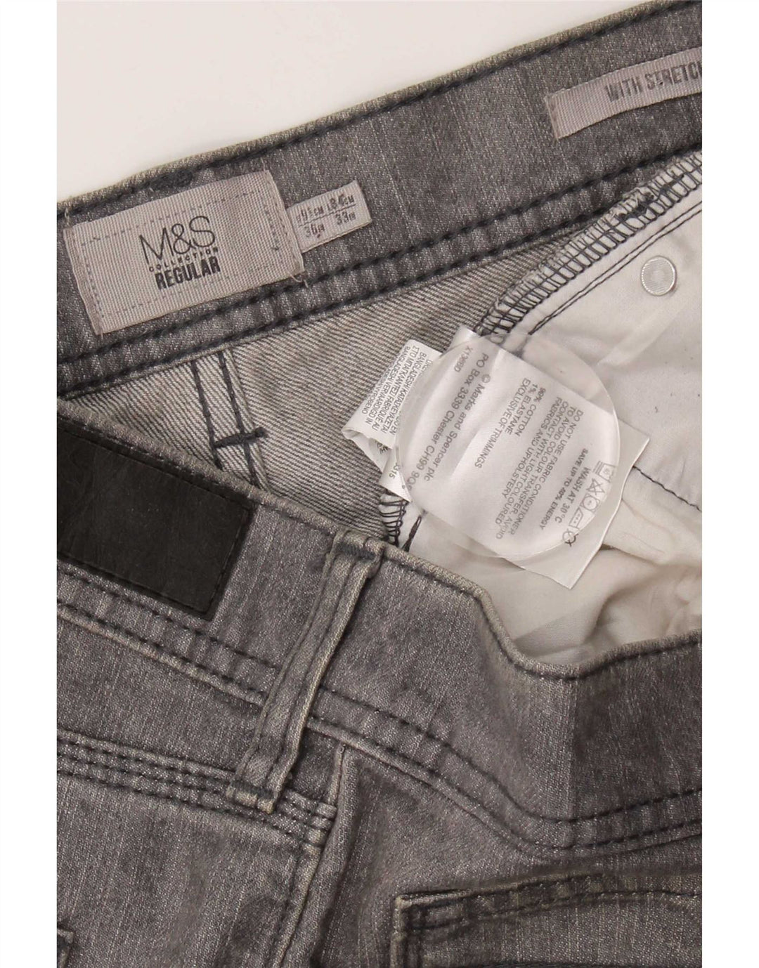 Marks & Spencer Damen Regular Straight Jeans W36 L33 Graue Baumwolle