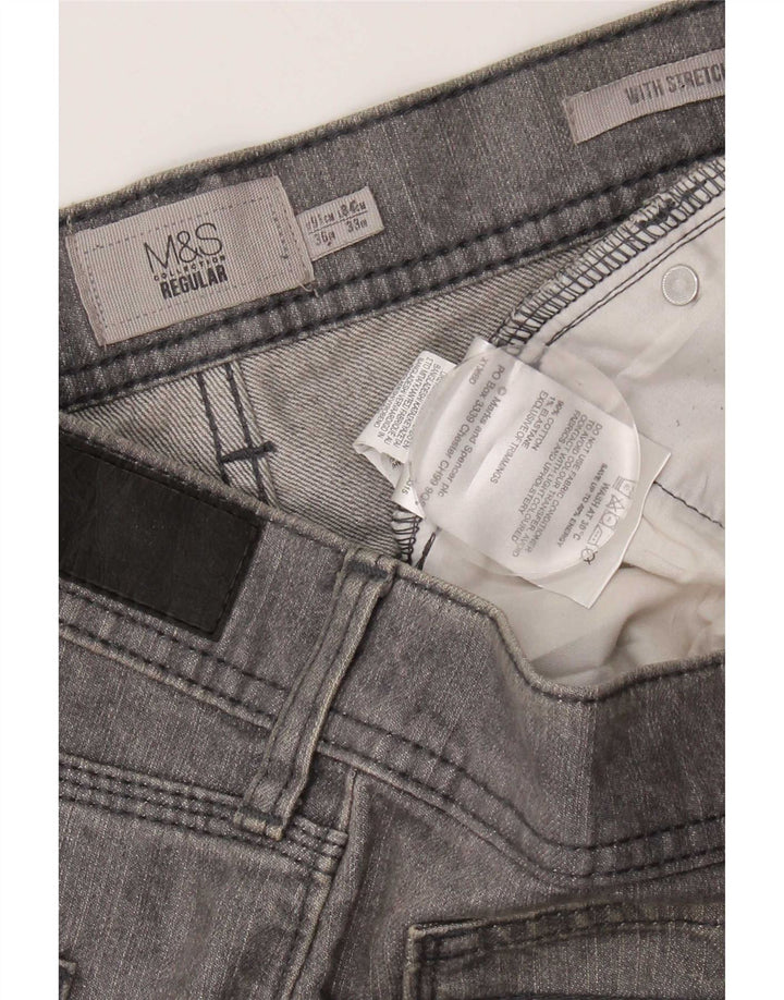 Marks & Spencer Damen Regular Straight Jeans W36 L33 Graue Baumwolle