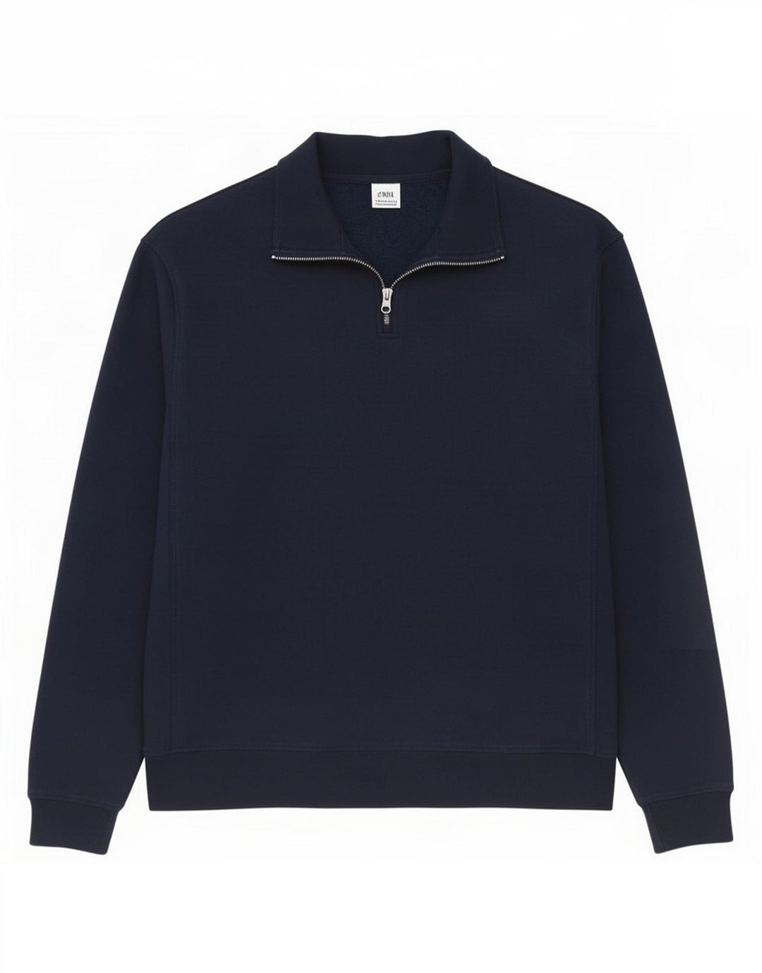 Zara Herren-Sweatshirt mit Reißverschluss am Hals, mittleres marineblaues Polyester