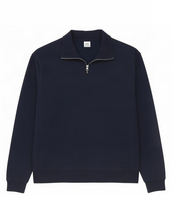 Zara Mens Zip Neck Sweatshirt Jumper Medium Navy Blue Polyester