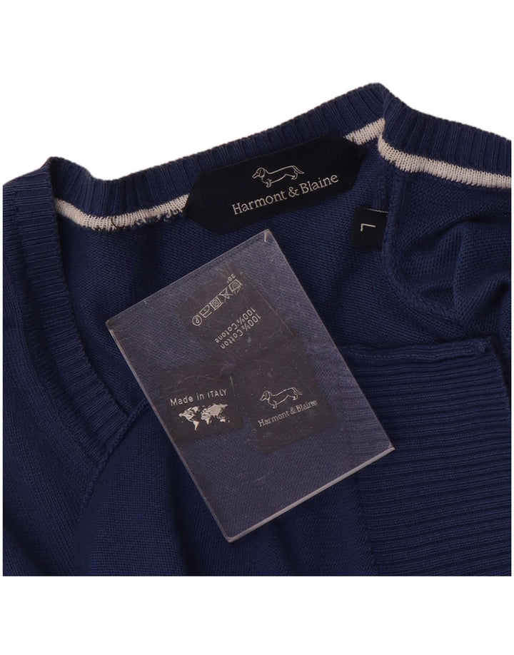 Harmont & Blaine Herren-Pullover mit V-Ausschnitt, Größe L, Blau